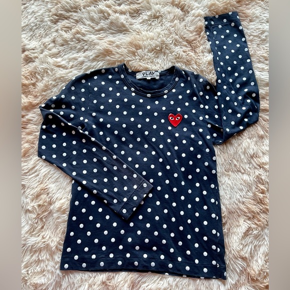 Comme Des Garcons Play - Dot Print Long Sleeve Crewneck T-Shirt - Picture 2 of 7